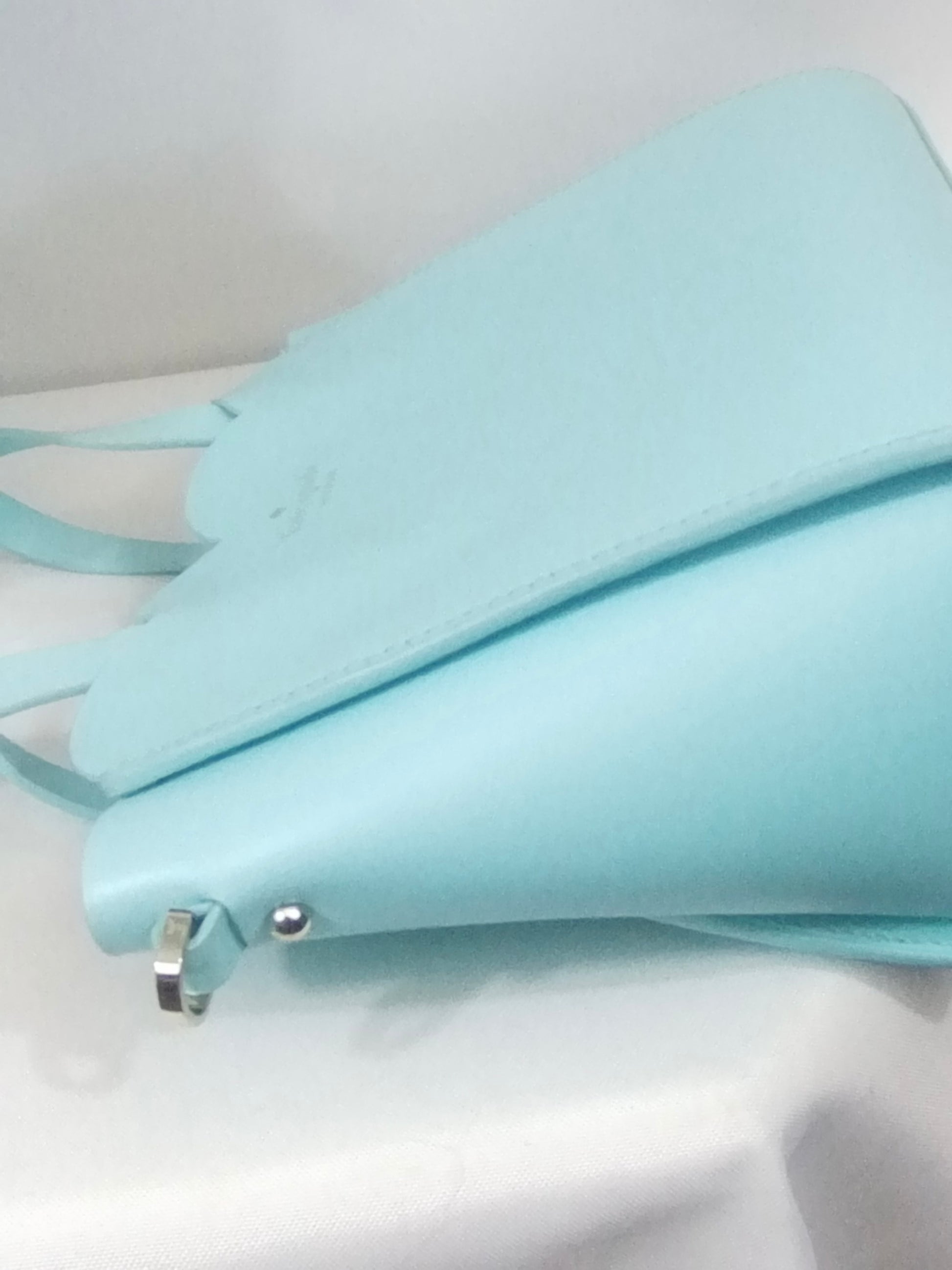 Kate Spade Turquoise Purse with Double Handles and Scalloped