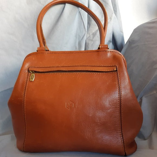 PhoenixLuxe Luxury Consign Hub Valentina In Pell Rust Brown Purse Made in Italy